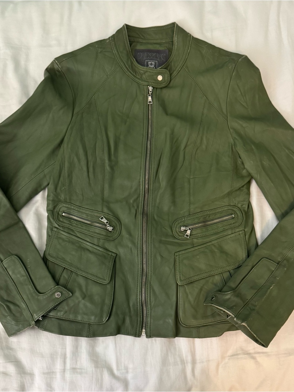 Olive Green Women's Leather Jacket